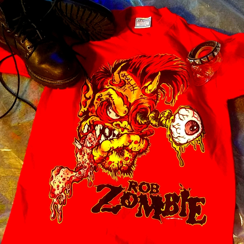 ROB ZOMBIE 2002 T-SHIRT 💀 Small S RED COTTON 🇺🇸